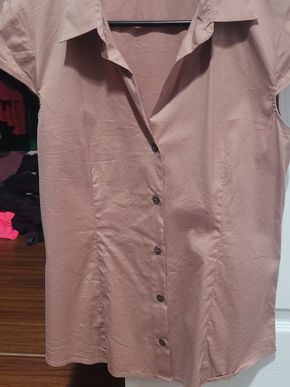 Theory Dusty Rose Button-Down Short Sleeve Shirt